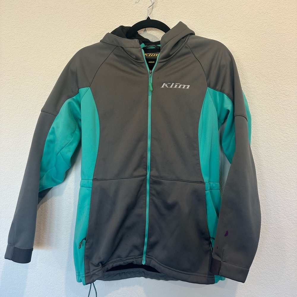Klim Women’s Evolution Hoodie Jacket Size Medium Gray and Teal